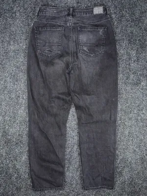 American Eagle Mom Straight Jeans Black Distressed Denim Women’s Sz 8 High Rise thumbnail 2