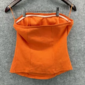 By Anthropologie Vibrant ribbed Knit tube Top medium orange thumbnail 2
