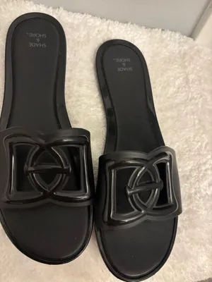 Shade & Shore all black flip flops Sz.11 thumbnail 2