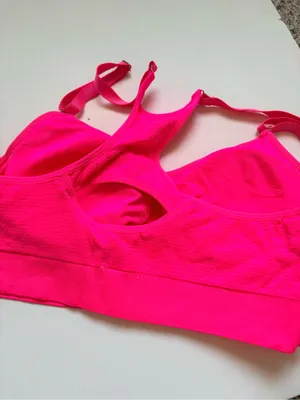 Neon Pink & Neon Coral Seamless Sports Bralettes - Women Intimates XL thumbnail 3