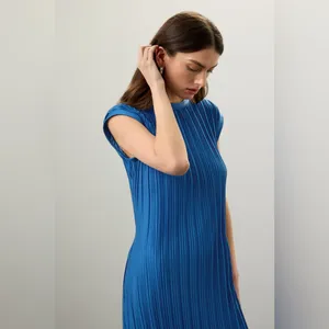 Atlein Navy Plisse‎ Midi Dress Small thumbnail 3