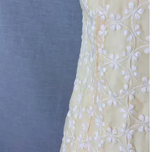 Vintage 1960s Handmade‎ Yellow Lace Overlay Sheath Dress Daisy Trim S thumbnail 4