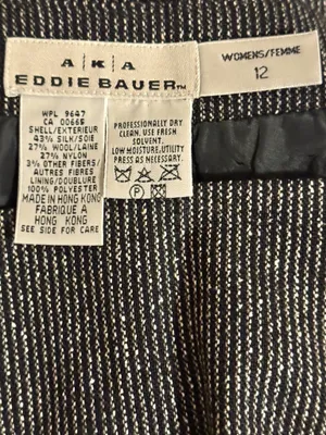 AKA Eddie Bauer ‘95 Black Herringbone Weave Silk Wool A-Line Flare Mini Skirt Sz 12 NEW thumbnail 4