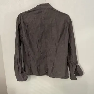Express Womens Button Down Shirt Charcoal Gray Stretch Slim Fit Size 5/6 thumbnail 3