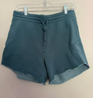 Aritzia TNA Cozy Fleece Cutoff Boyfriend Sweat Shorts Blue Small thumbnail 1