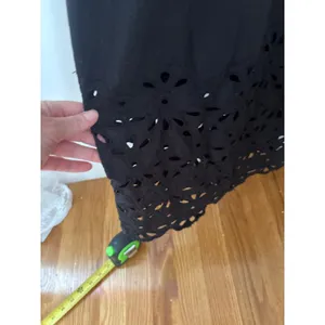 Caroline Constas Black‎ Cotton Eyelet Peplum Maxi Dress Small Smocked Back 53in thumbnail 3