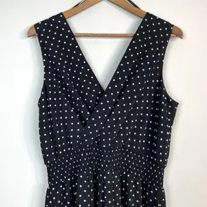 Apt 9 Jumpsuit Womens Large Black‎ White Polka Dot Cropped Wide Leg Sleeveless thumbnail 2