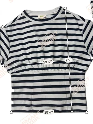 Anthropologie Maeve Striped Cinched Waist Long Sleeve Top M Black White thumbnail 8
