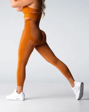 NVGTN Orange Contour Seamless Leggings & Crop Top Gym Set Workout Size XL New thumbnail 1