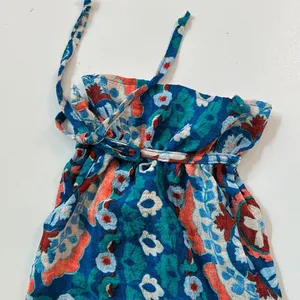 Fig and Flower Blue Floral‎ Medallion Boho Tiered Midi Dress Womens Large thumbnail 3
