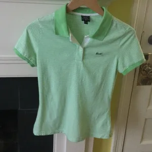 Y2K Polo Shirt Stretch Green Striped - Sz Medium thumbnail 3