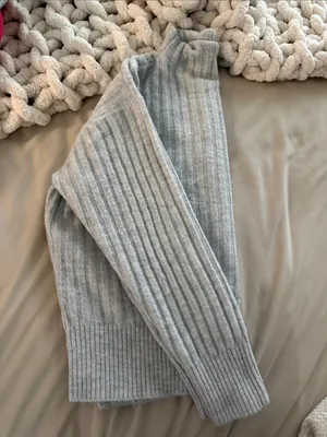 LOFT Light Gray Ribbed Turtleneck Sweater thumbnail 6