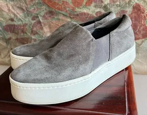 Vince Warren Grey Suede Platform Slip On Sneakers 8.5 thumbnail 1