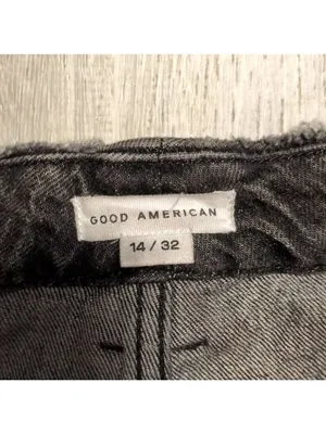 Good American Black Distressed Raw Hem Jeans Size 14/32 thumbnail 4