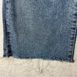 Forever21 Jeans Flare Leg High Rise Busted Knees Raw Hem Dark Wash Stretch‎ 29 thumbnail 4
