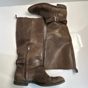 Enzo‎ Angiolini Brown Leather Tall Riding Boots Buckle Strap Size 7.5M thumbnail 6