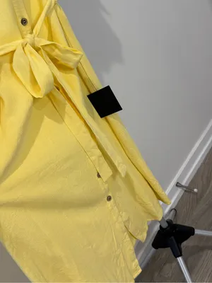 Lulus Yellow Linen Blend Button-Front Belted Midi Shirt Dress XS NWT thumbnail 3