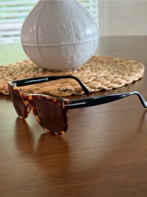 Authentic Tom Ford Leo TF336 55J Havana Black Rectangle Sunglasses Unisex thumbnail 12
