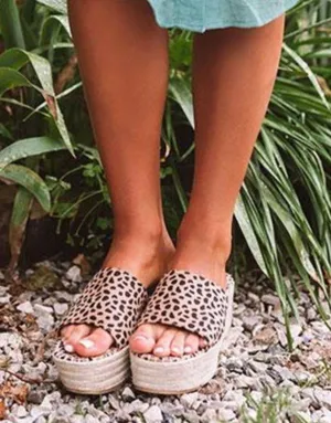 Bamboo Cheetah Print Espadrille Platform Slip On thumbnail 2