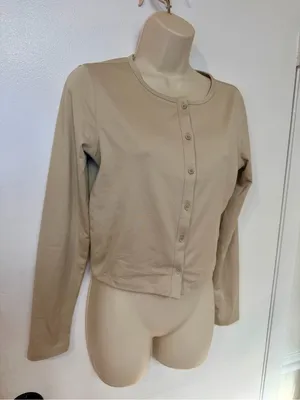 Lot of 2 CRZ YOGA Cloud Jersey Button Cardigans Size S White & Mojave Tan thumbnail 11
