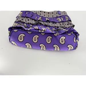 Vera Bradley Purple Paisley Ruffled Handbag Quilted Shoulder Tote‎ Wallet Set thumbnail 4