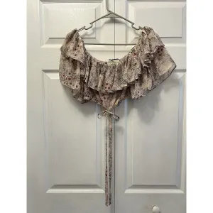 ALEXIS Adona Floral Off Shoulder Crop Top Size‎ Small Misty Rose Msrp $330 thumbnail 8