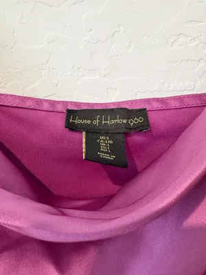 House of Harlow Cowl‎ Neck Bodysuit Large Satin Adjustable Summer Quiet Luxury thumbnail 4