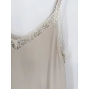 Babaton Aritzia Lace Trim Cami Tank Top Size S Light Beige Silky V-Neck thumbnail 4