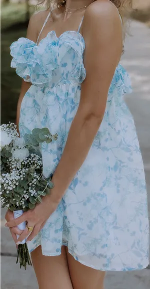 Babydoll Floral Blue Dress thumbnail 1