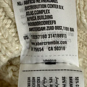 Abercrombie Fitch Cream Cable Fisherman Knit‎ Crew Neck Sweater Women Size L thumbnail 7