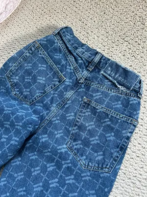 Urban Outfitters Iets Frans Pattern Wide Leg Blue Jeans thumbnail 3