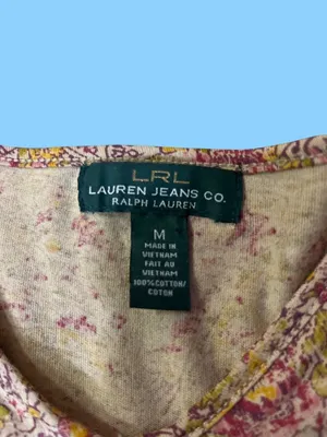 Lauren Ralph Lauren Womens M Paisley Floral Ruffle Blouse 100% Cotton Used thumbnail 6