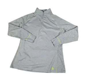 FootJoy FJ Gray Athletic Quarter Zip Pullover Golf Top‎ Neon Accent Performance thumbnail 1