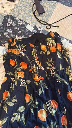 Orange, navy long maxi dress from loft thumbnail 4