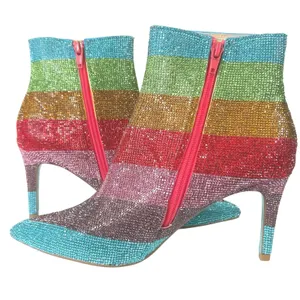 Betsey Johnson EMMY Rhinestone Ankle Boots Rainbow 8M Colorful Sparkle Stiletto‎ thumbnail 5