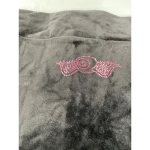 Von Dutch Women Hoodie Black Velour Pink Rhinestone Logo Medium thumbnail 5