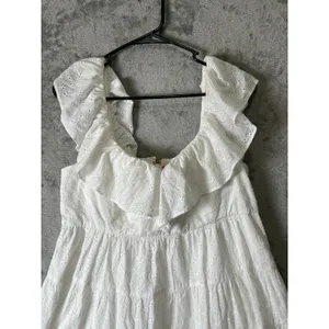 Lilly Pulitzer Emie Dress White‎ Eyelet Babydoll Fit Flare Cottagecore Size 10 thumbnail 3