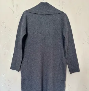 Long Knit Coat with Draped Neck thumbnail 5
