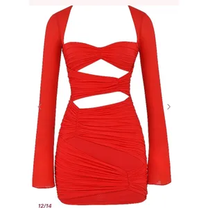 House of CB Camille Long‎ Sleeve Silk Blend Cutout Minidress Size Small thumbnail 8