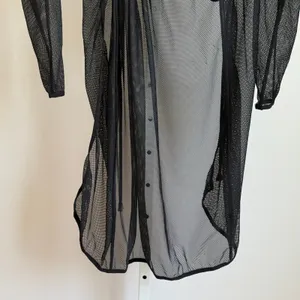 Mesh Beachy Relaxed Moody Goth Sheer Coverup Dress OS Black thumbnail 10