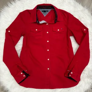 Tommy Hilfiger Red and Black Floral Shirt Size S thumbnail 1