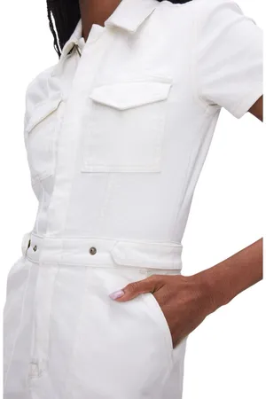 Good American White Denim Mini Dress Medium thumbnail 4