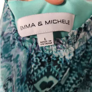 Emma & Michele Blue All Over Print Sleeveless Asymmetrical Hem Maxi Dress Large thumbnail 2