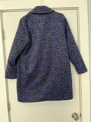 Adyson Parker Blue Leopard Print Pea Coat cheetah size large jacket thumbnail 5