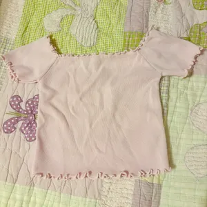 Light pink ruffle trim crop top thumbnail 1