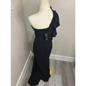 Lulus Ruffle Some Feathers Black One-Shoulder Mermaid Maxi Dress Size S thumbnail 7