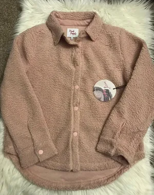 Boutique NWT Pink Petals Los Angeles light Pink sherpa coat jacket thumbnail 1