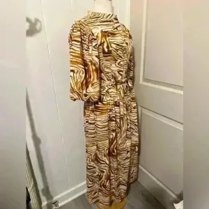 Anthropologie Love The Label Yellow Artsy Bohemian Midi Dress Puff Sleeve Safari thumbnail 3