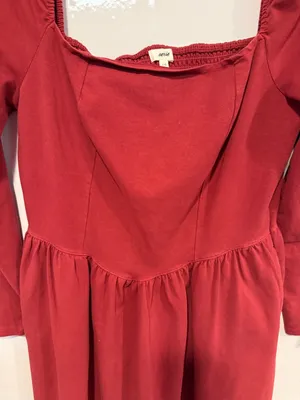 Aerie‎ red long sleeve v-waist square neck mini dress thumbnail 2