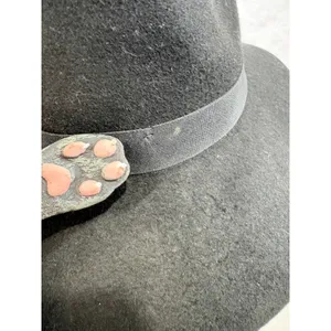 Old Navy Black 100% Wool Fedora Wide Brim Hat with Ribbon Bow S-M‎ thumbnail 6